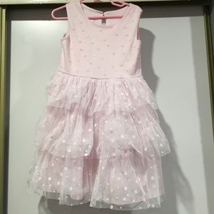 Light pink ruffles glitter polka dot dress